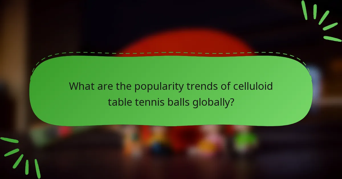 What are the popularity trends of celluloid table tennis balls globally?