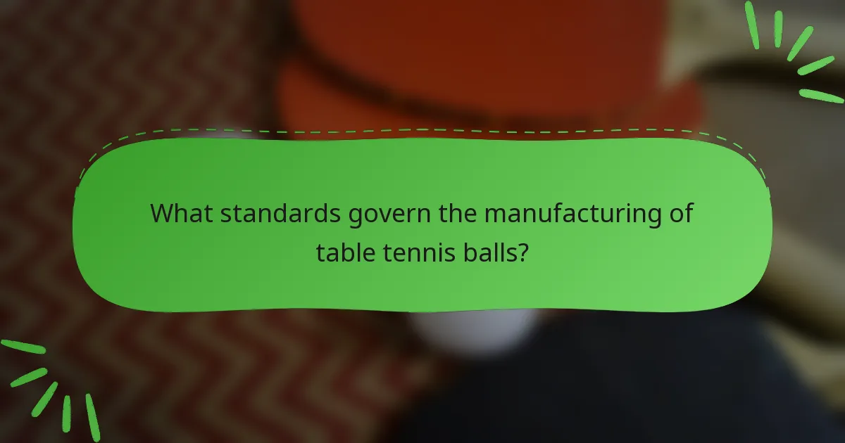 What standards govern the manufacturing of table tennis balls?